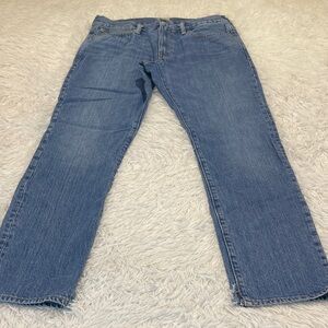 J. Crew 770 Men's Straight Blue Jeans 32/30 CUT IN BOTTOM OF LEGS PHOTO DENIM